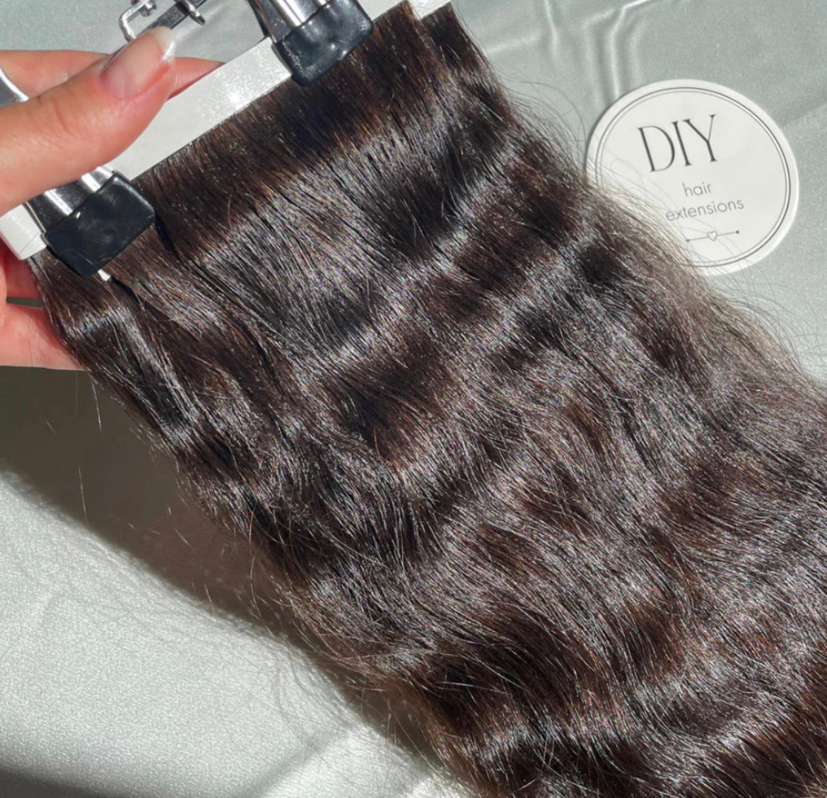 Dark Brown #2 Natural Wave DIY Hair Extensions Home Kit